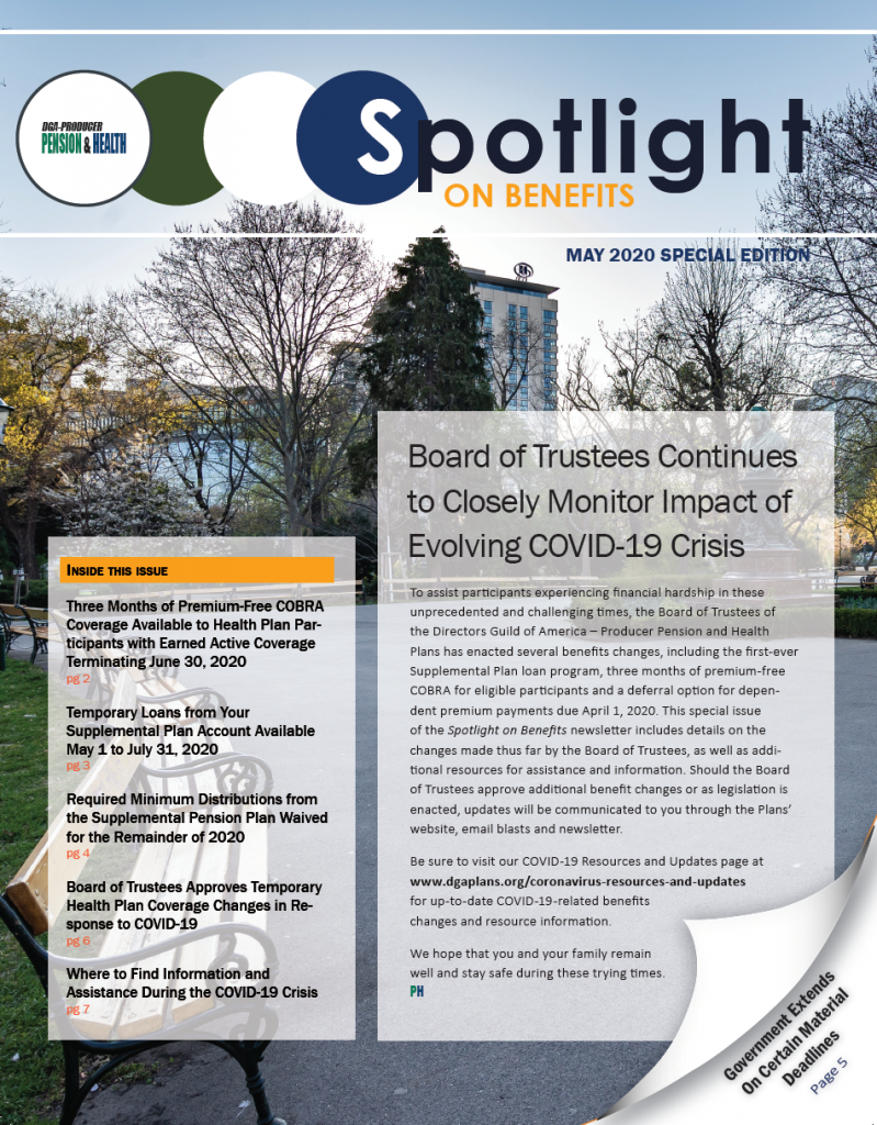 May 2020 Special Edition Spotlight on Benefits Newsletter Now Available