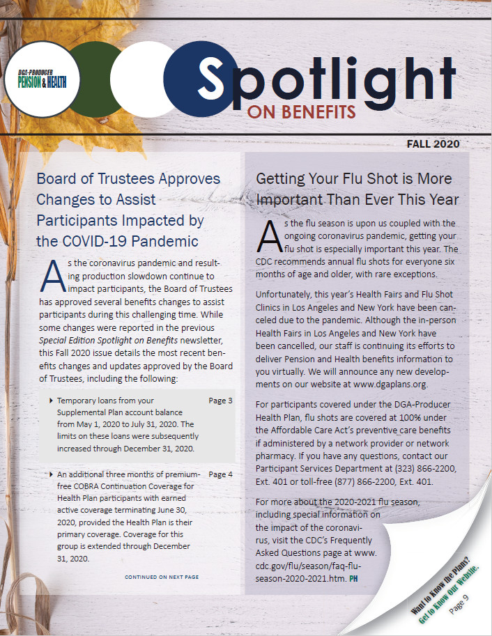 Fall 2020 Spotlight on Benefits Newsletter Now Available