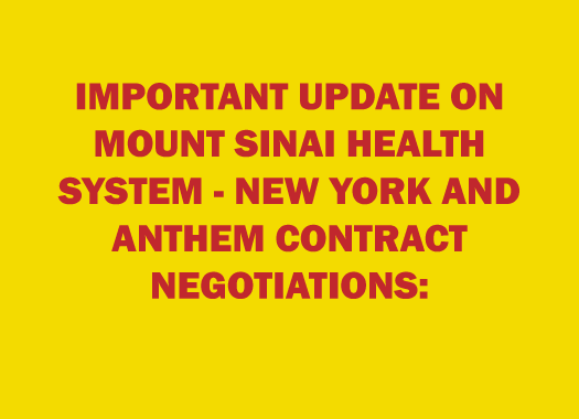 Mount Sinai Contractual Negotiations: Important Update